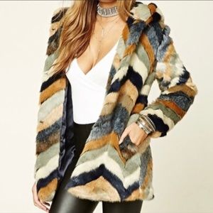 Forever21 Chevron Fur Jacket